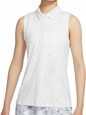 Nike White Sleeveless Polo Tank with Geometric Print